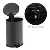 KOOMADE 10.5 Gallon Oval Trash Can Black Stainless Steel Plastic Round Step Bathroom