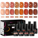 8pcs Nude Jelly Gel Nail Polish Set With Box Translucent Color Semi Permanent Soak Off UV LED Gel