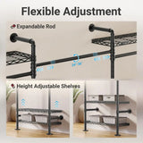 U5 Expandable Wall Mounted Clothing Rack with 4 Expandable Hanger Rods