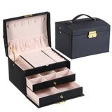 1pcs Multi Functional Three Layer Leather Drawer Style Jewelry Box Earrings