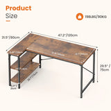 JHK L Shaped Desk 47 Inch Computer Desk Gaming Furniture Corner Desks Home Office