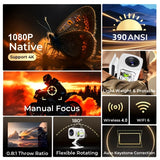2026 New 1080P Projector Portable Wired w/ Speakers For Phone Movies