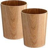 2 Pack 2.3 Gal Wood Trash Can Natural Small Wastebasket