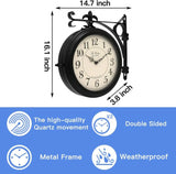 66276B Double Sided Metal Wall Clock with Black Frame. Dial: 10-Inch