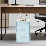 3 -Tiers  Vertical File Cabinet Metal Mobile File Cabinet with Lock Filing Cold-rolled Steel Cabinet Under Desk