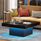 Engineered Wood Low Coffee Table for Living Room Rustic Brown & Black