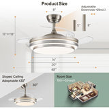 48 Inch Fandelier Ceiling Fan with Light Retractable Ceiling Fan with Lights