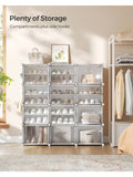 SONGMICS Shoe Rack, 12 Cubes With Doors, 48 Pair Plastic For Bedroom
