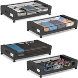 4-Pack Large Under Bed Storage Containers with Smooth-Rolling 4-Wheel