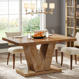 Tribesigns 47-Inch Dining Table for 4-6, White Kitchen Dinner Table with Heavy Duty Pedestal