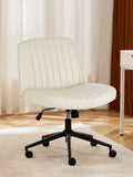 JHK Armless Cross Office Chairs with Wheels PU Leather Swivel Living Room Desk Chair