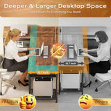 55 Inch L Shaped Office Desk with Power Outlets and Type-C Port Large Computer Gaming Desk