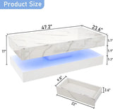 Modern Stylish Coffee Table w/ LED lights, Double-Layer Design for Living Room