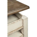 Vintage Inspired Rectangular Lift Top Coffee Table w/ Storage, White&Brown