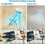 14000 BTU Portable AC, 4-in-1 with Remote & Panel Control for Large Rooms