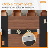 8ft Modern Conference Table, 94.48 Cable-Grommet Desk for Meetings, Boardroom or Office