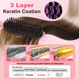 Cordless Hair Straightener Brush with MCH Fast Heating, 5D Dense Bristles, Rechargeable