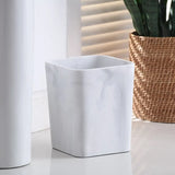 Faux Marble Trash Can for Kitchen or Bathroom Use, Elegant White Finish