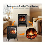 5100 BTU Electric Fireplace Stove Heater with Adjustable Flame & Thermostat