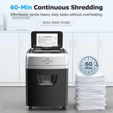 150-Sheet Autofeed Paper Shredder Heavy Duty, 60 Mins Micro-Cut, 6 Gal Bin