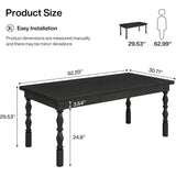 Wood Black Dining Table, for 4-6 People, 62” Farmhouse Large Rectangle Kitchen Table