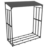Tall Metal Firewood Rack Stand with Top Cover Fireplace Wood Storage Stacking
