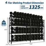 Storage Shelves with Adjustable 4-Tier Garage Wire Shelf Capacity 1060 LBS Stable Heavy Duty Metal Rack Shelving