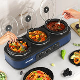 Triple Slow Cooker with 3×1.5 QT Buffet Servers and Warmers Adjustable Temperature