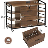 44" File Cabinet, Filing Cabinet fits Legal/Letter Size, 2 Drawer File Cabinets for Home Office with Lock, Power Strip
