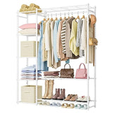 Portable Clothes Rack with 4 Tiers Shelves and Storage System