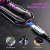 Hair Straightening Comb, Negative Will Not Damage Hair, Wireless and Portable for Home Use, Rechargeable Hair Straightener, Dual-Purpose Electric Hairdressing Comb