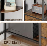 Corner Desk with 6 Fabric Drawers Shelves for Small Space Computer Desk with Power Outlets