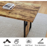 HIPIHOM 70.8" Wooden Dining Table with 2 Benches, Modern Set for 4-6 Person
