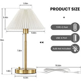 Set of 2: Dimmable Nightstand Bedside Lamps with USB A and C Ports