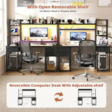 LED Gaming Desk with Hutch 47.2'' Computer Workstation Black