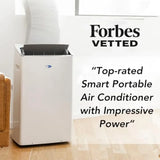 Portable air conditioner for home, white ABS plastic; smart Wi-Fi control