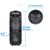 4000W Portable Bluetooth Speaker Dual 6.5" Woofer Sound System Party DJ