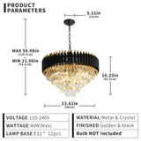 Crystal Chandeliers Light Fixture,6-Light Empire Style K9 Crystal Chandeliers