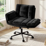 Criss Cross Chair with Wheels, Ergonomic Office Chair with Flip Armrests, Pet-Friendly Vanity Chair