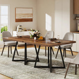 Tribesigns Square Dining Table for 4, 31.5" Industrial Dinner Table with Metal Base