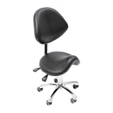 Rolling Saddle Stool Work Chair Height Adjustable  with Wheels +Backrest Heavy Duty