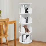 4 Tier Rotating Bookshelf 360° Spinning Display Rack with Wheels