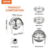 SucceBuy Roll Top Chafing Dish Buffet Set 6 Qt 2 Pack Stainless Steel Chafer with 2 Full Size Pans