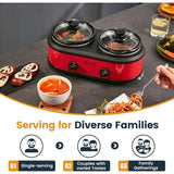 Double Small Slow Cooker Buffet Server and Warmer with 2 Mini Pots