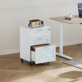 3-Drawer Rolling File Cabinet with Lock - Wooden Mobile Filing Cabinet for Home Office
