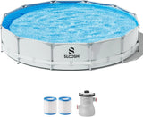 JOYFY Round Above Ground Pool 12ft/10ft/15ft Outdoor with Filter Pump