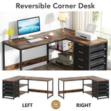 Tribesigns L Shaped Computer Desk with Storage Drawers, 59 inch Corner Desk
