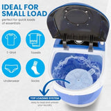 Portable washer for compact laundry use, translucent ABS plastic tub, white color, quiet operatio