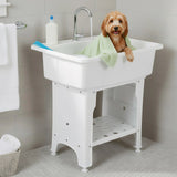 Freestanding Utility Sink W/ Washboard & Faucet Minimalist Dishwashing Sink Detachable