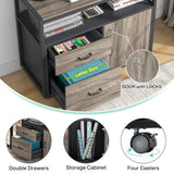 Tribesigns Modern File Cabinet with Drawers for Letter-sized File and Door